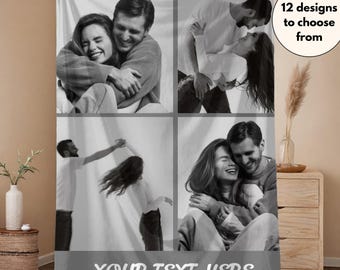 Custom Photo Blanket Collage, Personalized Picture Collage Text Blanket for Friend, Family Photo Blanket, Memorial Blanket, Anniversary Gift