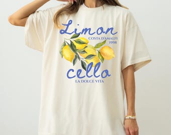 Camiseta retro Limoncello La Dolce Vita, camiseta de limón, camiseta italiana, estética de nieta costera, estampado de la Costa de Amalfi, colores cómodos, tallas grandes