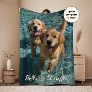 Manta personalizada para mascotas con foto y nombre de mascota, manta personalizada con retrato de perro, mantas personalizadas para perros, manta con foto de gato, regalo para papá perro