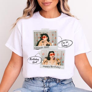 Kundenspezifisches Vintages Foto und Jahr, benutzerdefiniertes Hemd mit Bild personalisiertes Geschenk zum 30