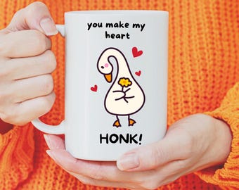 You make my heart honk Mug, Cute Romantic Gift Mug, Cute Silly Goose Mug, Girlfriend Boyfriend Gift, Valentines Gift, Romantic Gifts