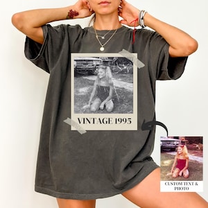 Custom Vintage Photo And Year, Custom Shirt With Picture Personalized 30th Birthday Gift Vintage 30th Birthday Party Vintage Est 1995 Shirt