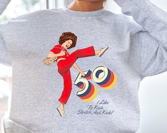Tengo 50 años y me gusta patear, Sally O'Malley tiene 50 años, camiseta, regalo de cumpleaños número 50, 50 años, camiseta de cumpleaños número 50, camiseta divertida, sudadera con meme
