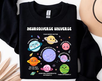 Camiseta de concienciación sobre el autismo, camiseta del universo neurodiverso, camiseta de profesor de educación especial, camiseta de neurodiversidad espacial, camiseta de educación especial, camisetas de autismo