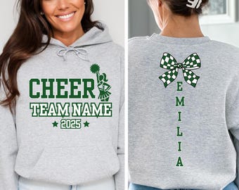 Custom Cheer Team Name Sweatshirt, Personalized Cheerleader Hoodie, Cheer Mom Shirt, Cheerleader Gift, Game Day Shirt, Cheer Competition Tee