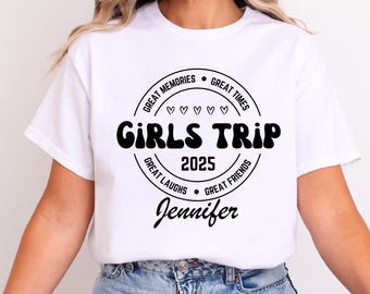 Custom Girls Trip 2025 Shirts,Sisters Trip,Girls Weekend Shirt,Gifts For Girls,Personalized Girls Vacation Matching Tees,Custom Travel Shirt