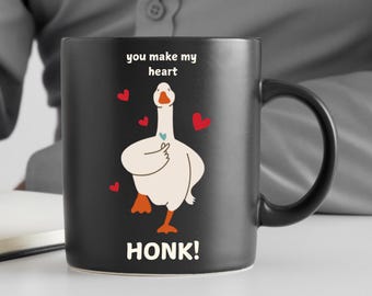You make my heart honk Mug, Cute Romantic Gift Mug, Cute Silly Goose Mug, Girlfriend Boyfriend Gift, Valentines Gift, Romantic Gifts