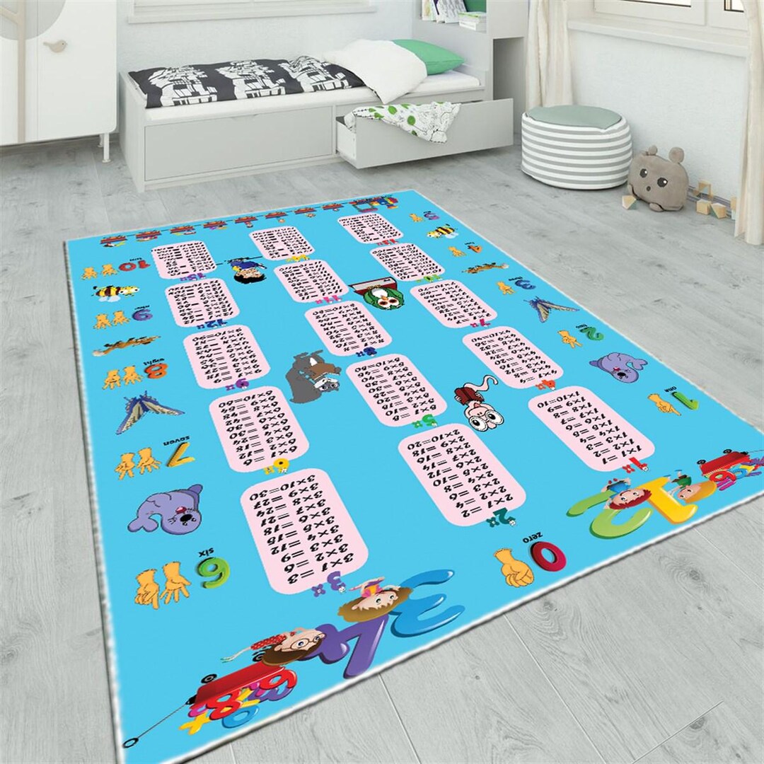 Math Times Tables Kids Rug: Educational Nursery Decor - Etsy