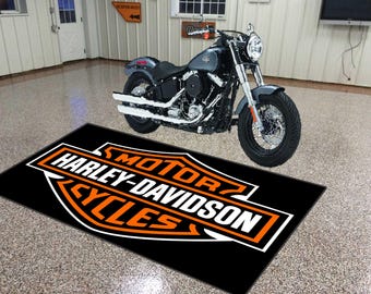 Alfombra de motocicleta Harley-Davidson, tapete de garaje personalizado