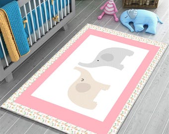 Elephant Kids Rug, Nursery Decor, Baby Shower Gift