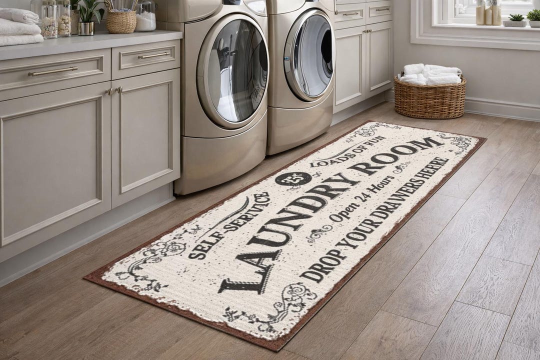 Laundry Mat Rug Laundry Room Rug, Custom Personalized Laundry Floor Mat, Non-slip ...