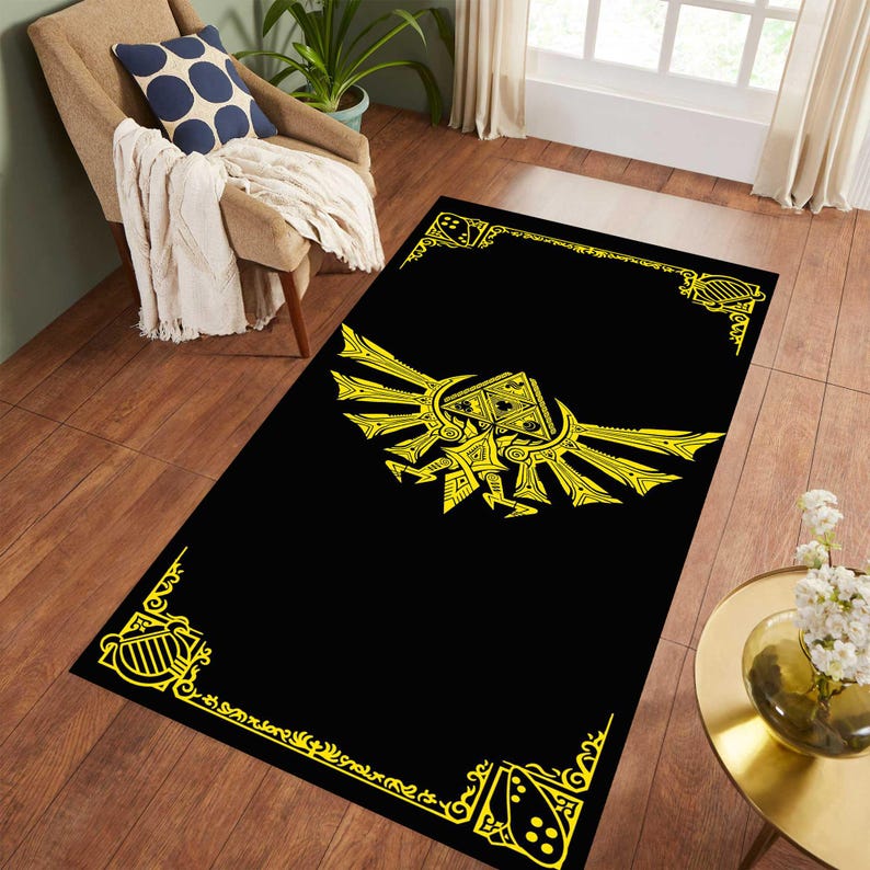 Rectangular Rug Emblem Zelda Art Area Rug: Legend of Zelda Design, Personalized Home Decor - Etsy
