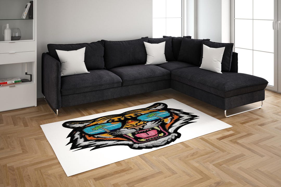 Bengal Tiger Rug, Animal Area Rug, Roaring Tiger Head Carpet, Wild ...