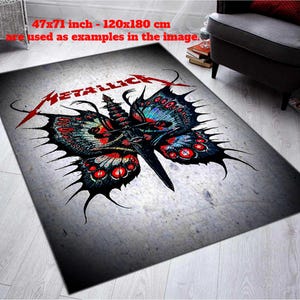 Metallica Butterfly Rug, Metallica Pattern, Master of Puppets Rug, Musician Gift,Office Decor,Rock Band Accessory Rug,Heavy Metal Thrash Mat