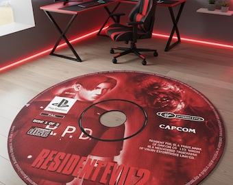 Resident Evil 2 Rug: CD Design Gamer Room Decor, Washable Play Mat