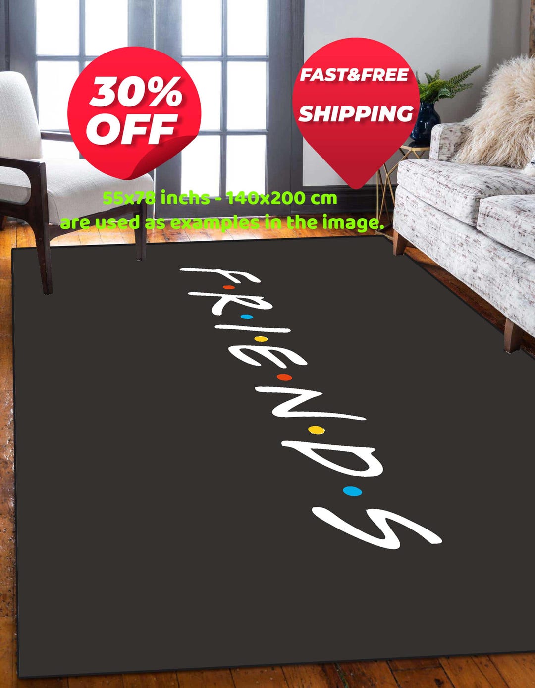 Friends Patterned Rug, Friends Rug, Living Room Rugs, HIMYM Rug, Famous ...