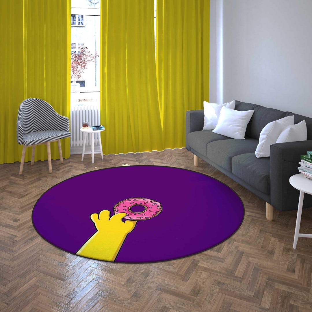 Pink Donut Round Rug: Modern TV Series Area Carpet, Non-slip Kitchen ...