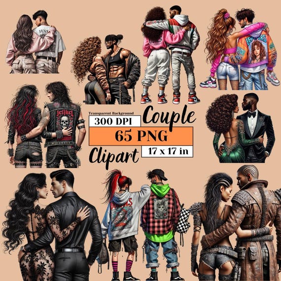 Couple Clipart Bundle Romantic PNG Cute Lovers Wedding Invitation Stickers Sublimation DIY Crafts Anniversary Engagement Junk Journal Art