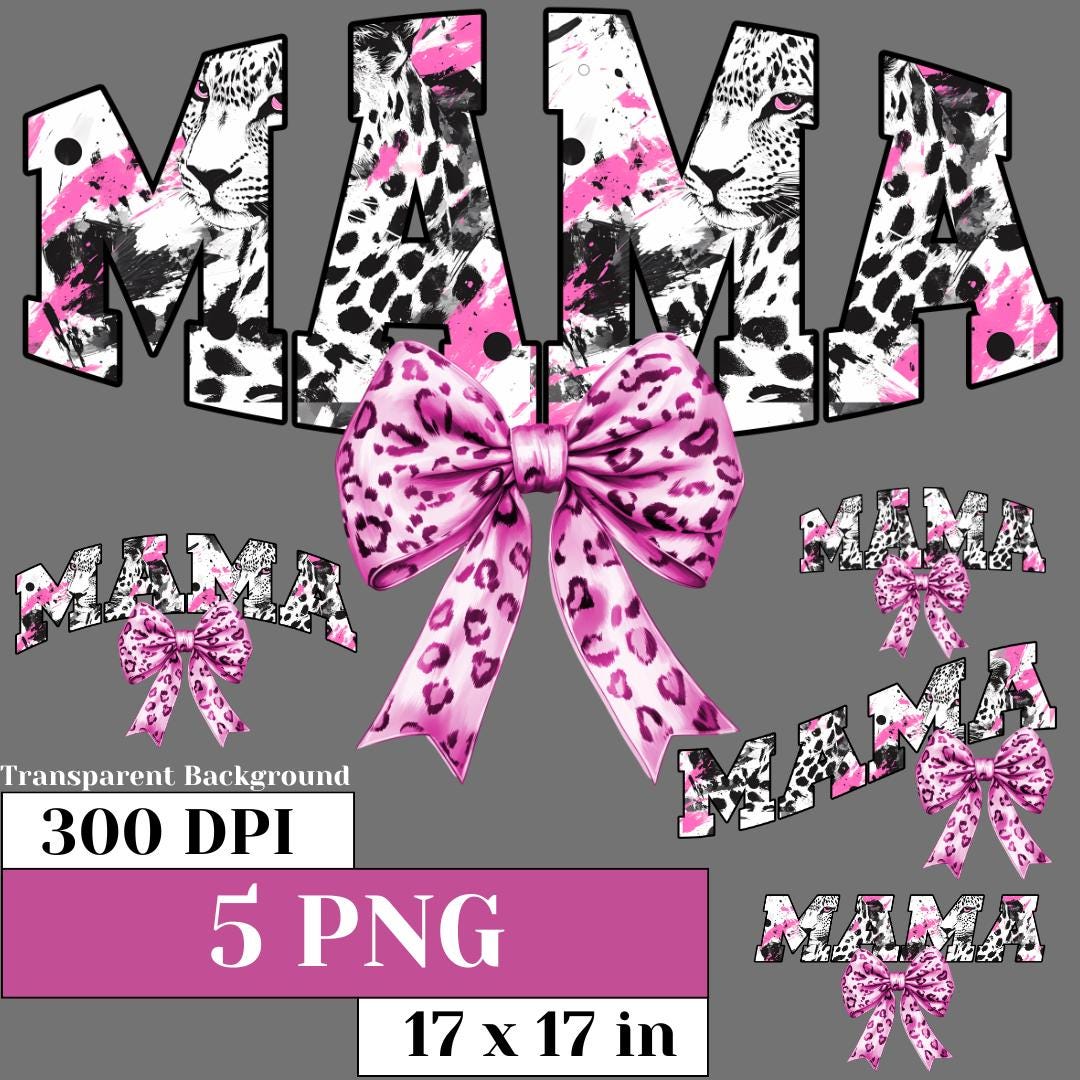 Mama Leopard Print PNG Cute Pink Bow Coquette Aesthetic Digital ...