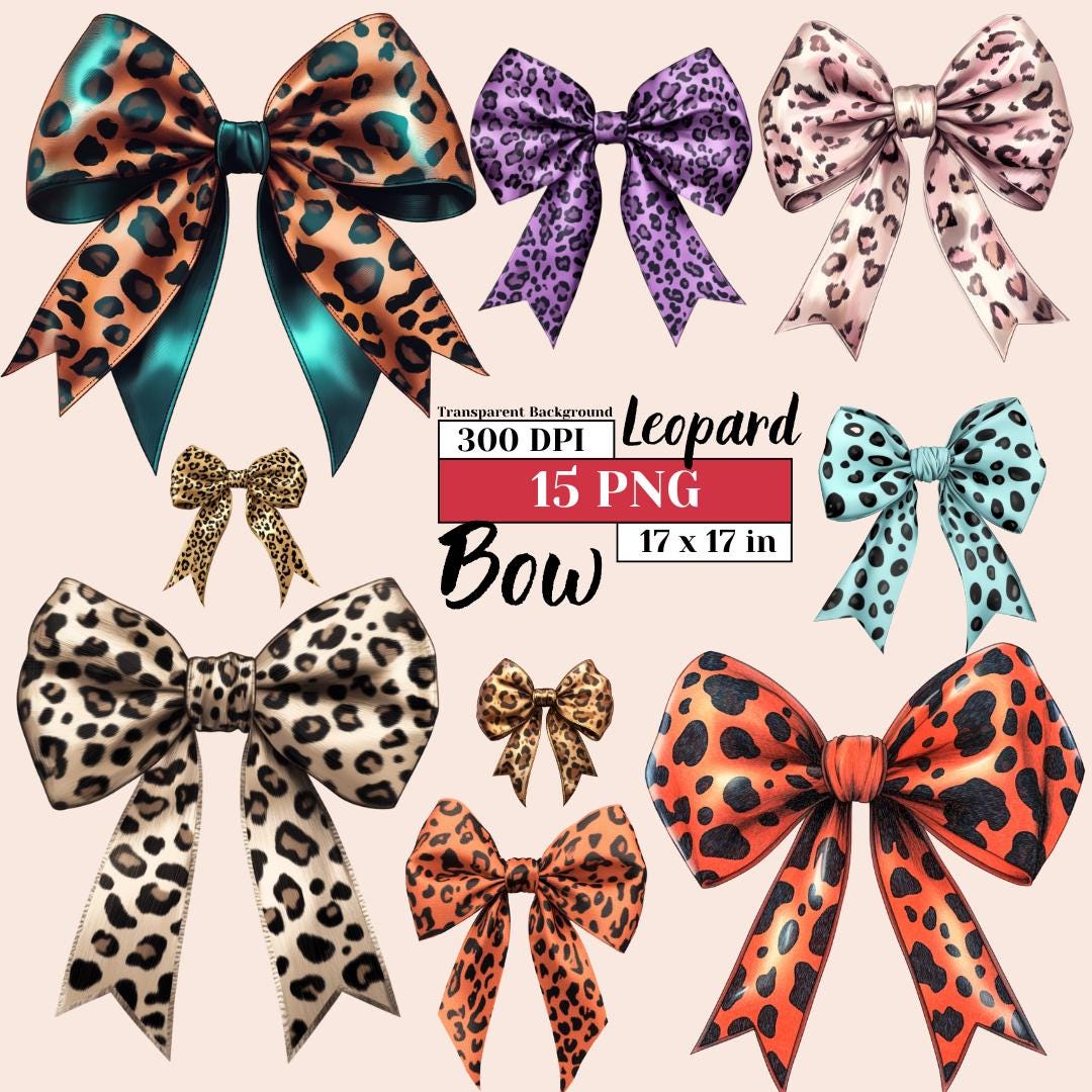 Coquette Bow Clipart PNG Leopard Cheetah Print Bow Design Girly ...