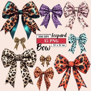Coquette Bow Clipart PNG Leopard Cheetah Print Bow Design Girly Aesthetic Ribbons Cute Soft  Digital Clipart, DIY Sublimation Tumbler Art