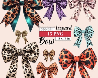 Coquette Bow Clipart PNG Leopard Cheetah Print Bow Design Girly Aesthetic Ribbons Cute Soft  Digital Clipart, DIY Sublimation Tumbler Art