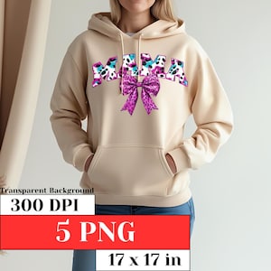 Mama PNG Cheetah Print Leopard Bow Cute Digital Download Coquette Aesthetic Pink Turquoise Black Sublimation DIY Crafts Cute Fashion Clipart
