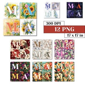 Floral MAMA PNG coloré esthétique maman sublimation des cliparts téléchargement numérique Boho vintage fleurs fête des mères chemise Design impression tendance