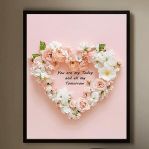 Romantic Floral Heart Poster – Minimalist Valentine’s Day Wall Art – Love Gift for Her & Him