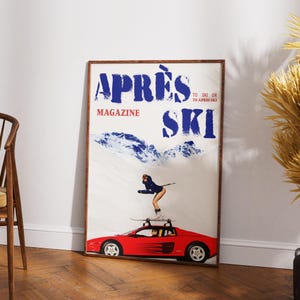 Retro Apres Ski Wall Art, Apres Ski Vintage, Vintage Ski Girl Winter, Apres Ski Car Poster, Skiing Girls Prints, Retro Apreski Poster Print