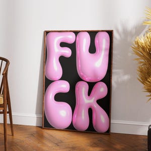 F*ck Art Print, Pink Poster, Trendy Apartment Wall Art, Funny Wall Decor, Trippy Wall Art For Dorm Room, Preppy Wall Decor, Printable Art