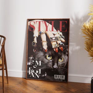 Vogue Cat Magazine Print, Affiche Vogue, Poster Vogue, Vogue Cover Poster, Black and White Print, Vouge Wall Art, Vogue Fashion Prints