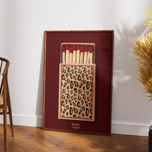 Leopard Matchbox Printable Wall Art, Matchbox Print, Red Leopard Poster, Leopard Poster, Trendy Dorm Room, Bar Cart Decor, Cheetah Poster