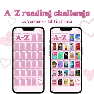 A to Z Book Challenge ABC Reading Challenge Template Bookish Reading Log Editable Challenge Bookshelf Tracker bookstagram story template