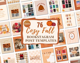 Fall Bookstagram Templates: for Book content book reviews (Digital download) edit on canva