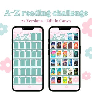 A to Z Book Challenge ABC Reading Challenge Template Bookish Reading Log Editable Challenge Bookshelf Tracker bookstagram story template