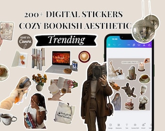 Stickers de libros para Instagram, plantilla de Canva (descarga digital)