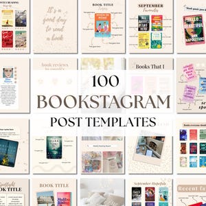 Bookstagram Canva Templates: Beige Minimalist Social Media Posts (Digital Download)