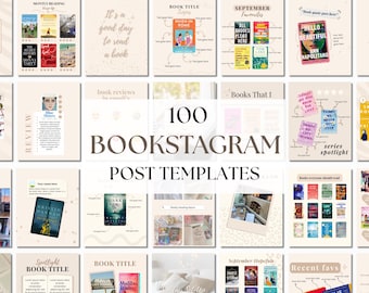 Bookstagram Canva Templates: Beige Minimalist Social Media Posts (Digital Download)