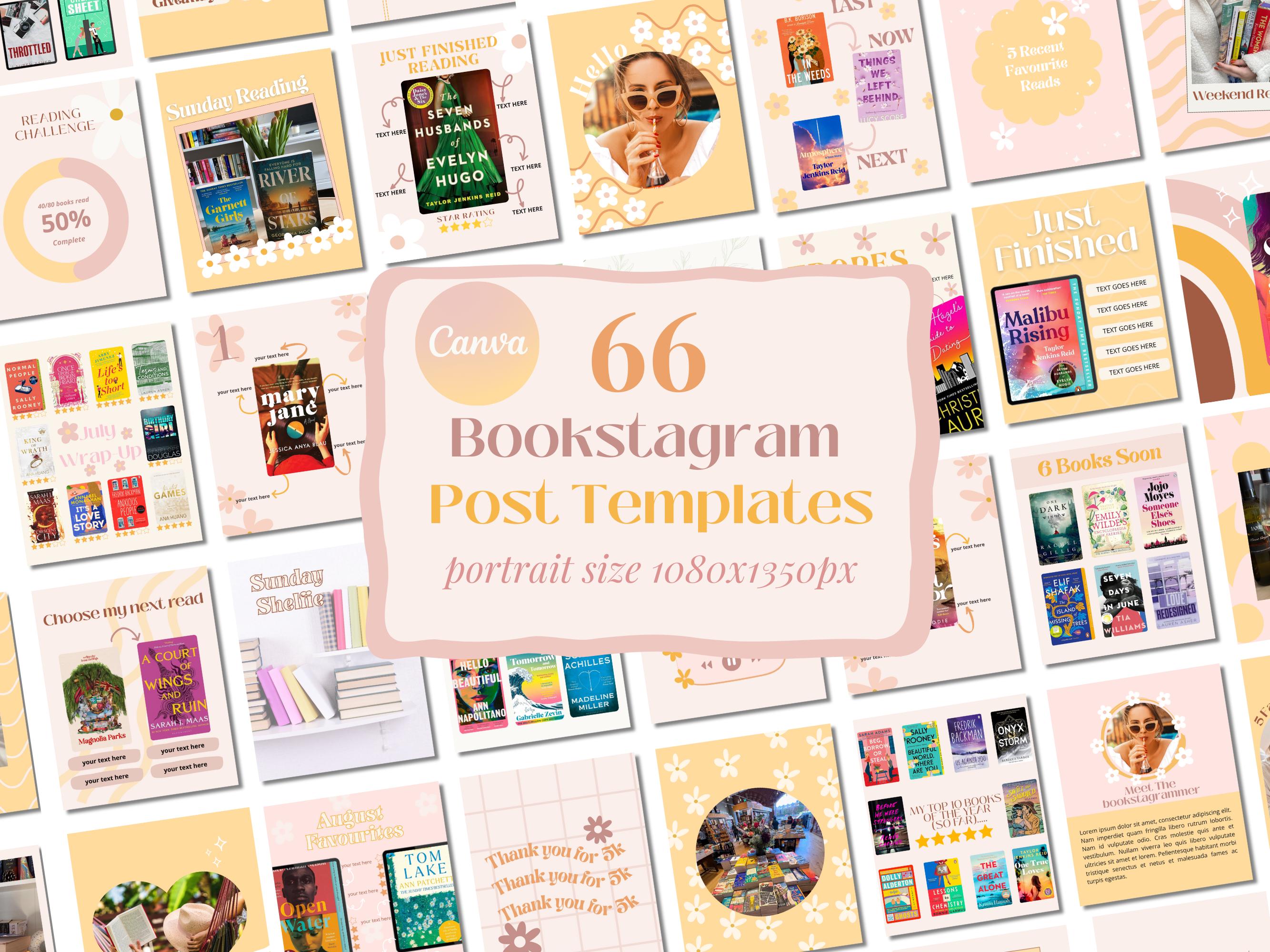 Bookstagram template Instagram for canva | Editable bookstagram post template | Book Lover Social Media Post | Bookish Instagram | summer