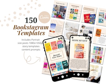 150 Bookstagram Templates: Canva Book Instagram Posts (Digital Download)