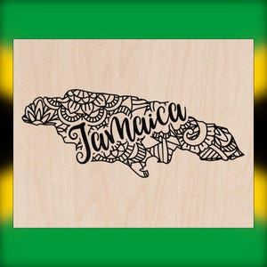 Jamaica Wood Wall Art, Laser Engraved Home Decor