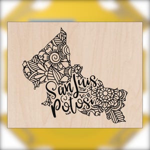 San Luis Potosí Wood Wall Art, Laser Engraved Home Decor