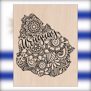 Uruguay Wood Wall Art, Laser Engraved Home Decor