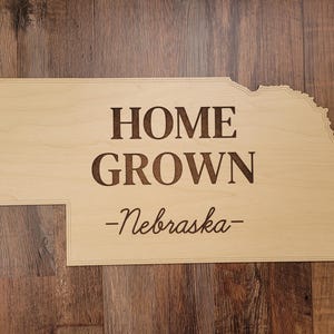 Nebraska State Wood Cutout, Custom Text Options, Laser Engraved Home Decor