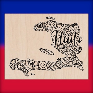 Haiti Wood Wall Art, Laser Engraved Home Decor