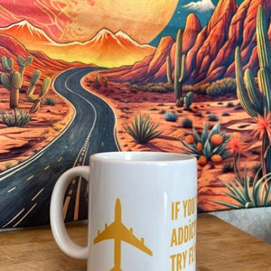 Funny Airplane Mug, Addictive Flying Coffee Cup, Pilot Gift Idea, Aviation Humor Mug, Travel Lover Gift