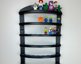 Large Arched Minifigure Display Shelf (3 pieces), holds 72 figures.