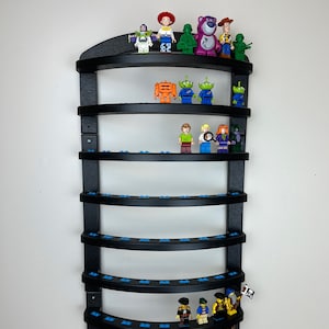 Large Arched Minifigure Display Shelf (3 pieces), holds 72 figures.