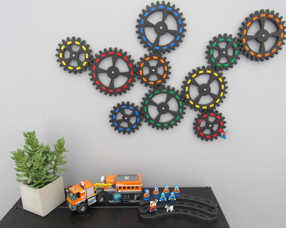 Display Box Using Gears Wall Display Gear Kit, 10 Gears Embedded With 125 Bricks. - Etsy